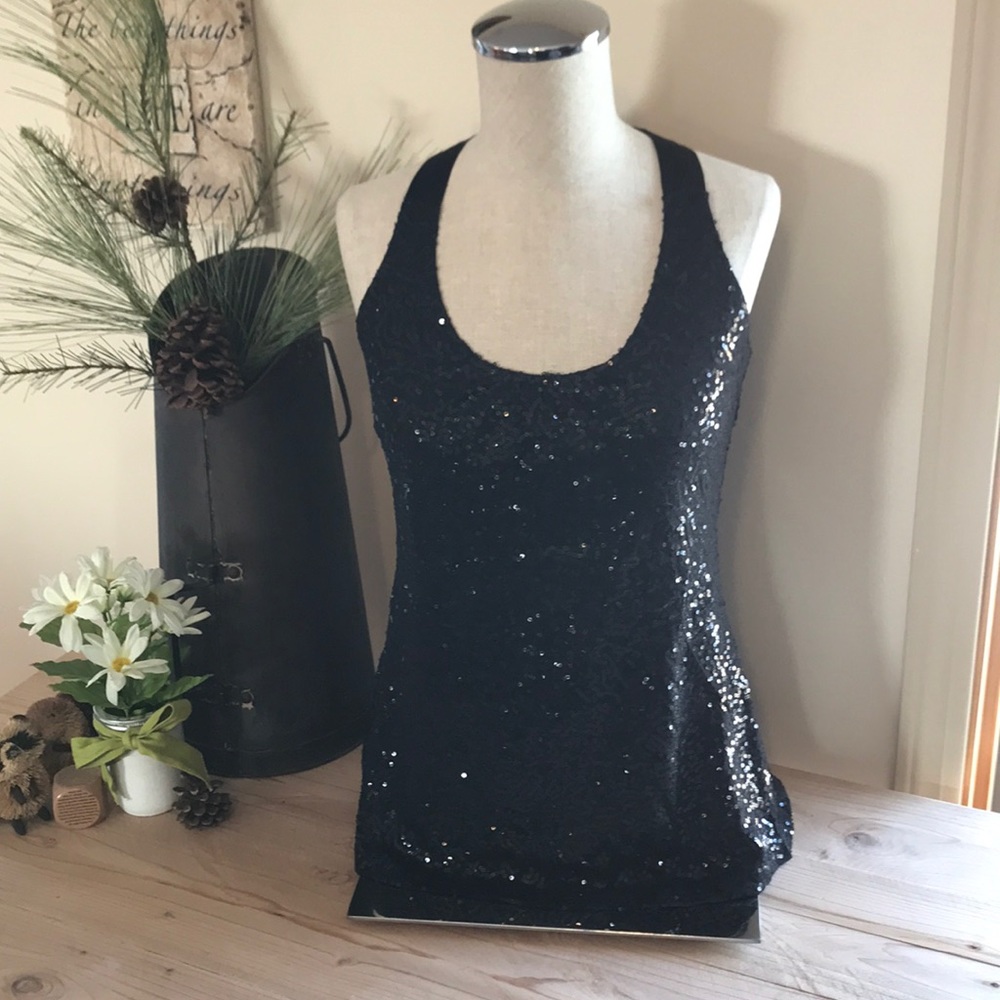 Express Black Sequin Top, XS